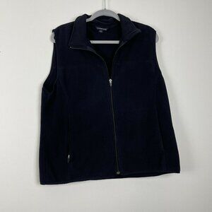 Lands End Navy Blue Fleece Vest Boys Size Large